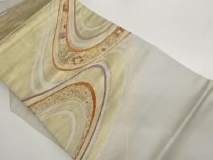 引箔流水に菊・花唐草模様織出し名古屋帯